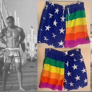 Exist Rainbow and Stars Swim Trunks 32-36 Nylon Fully lined External drawstring